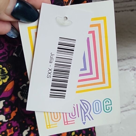 NWT LuLaRoe Julia Dress XXS (00-0) Colorful Floral Midi Fitted Business Casual - Picture 5 of 8